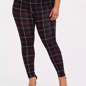 NWOT Torrid Womens Purple Plaid Ponte Stretch pull on pixie pant sz 2R
